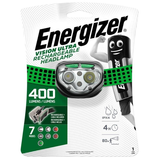 Energizer Vision Ultra HD Genopladelig pandelampe, 400 lumen