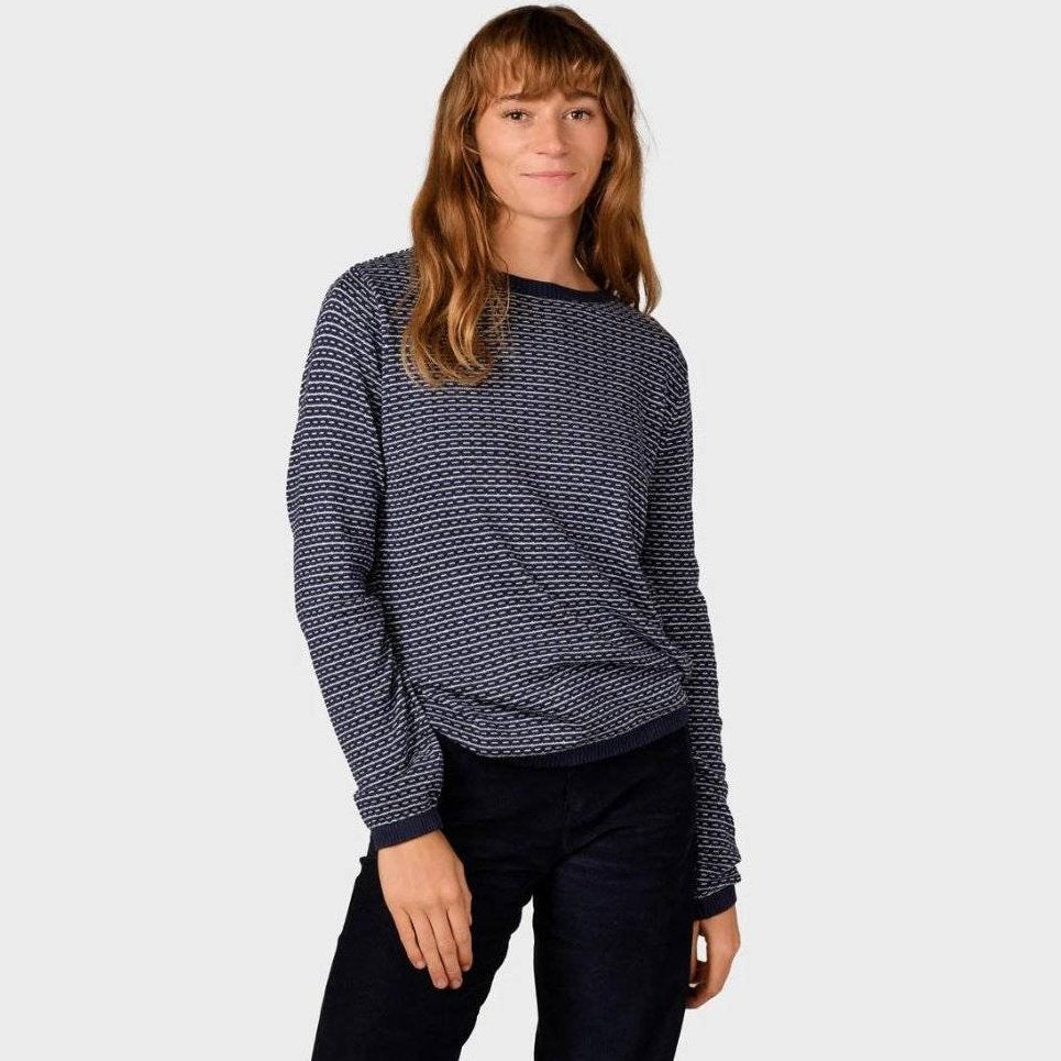 Klitmøller W Silje Knit Striktrøje Navy/Cream