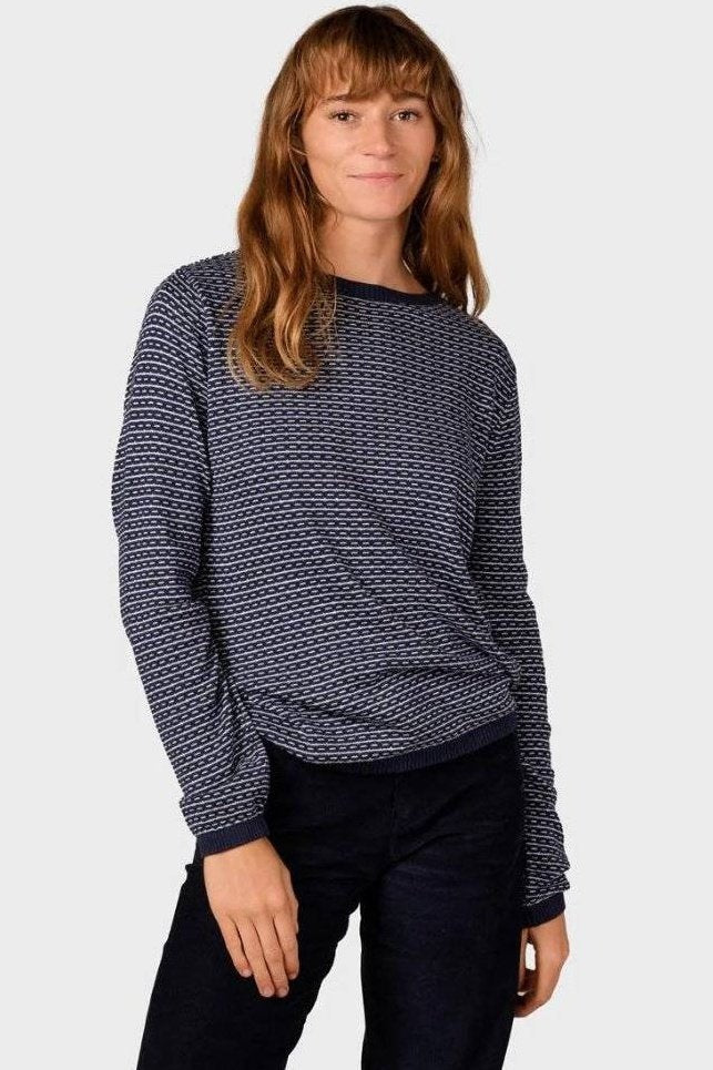 Klitmøller W Silje Knit Striktrøje Navy/Cream