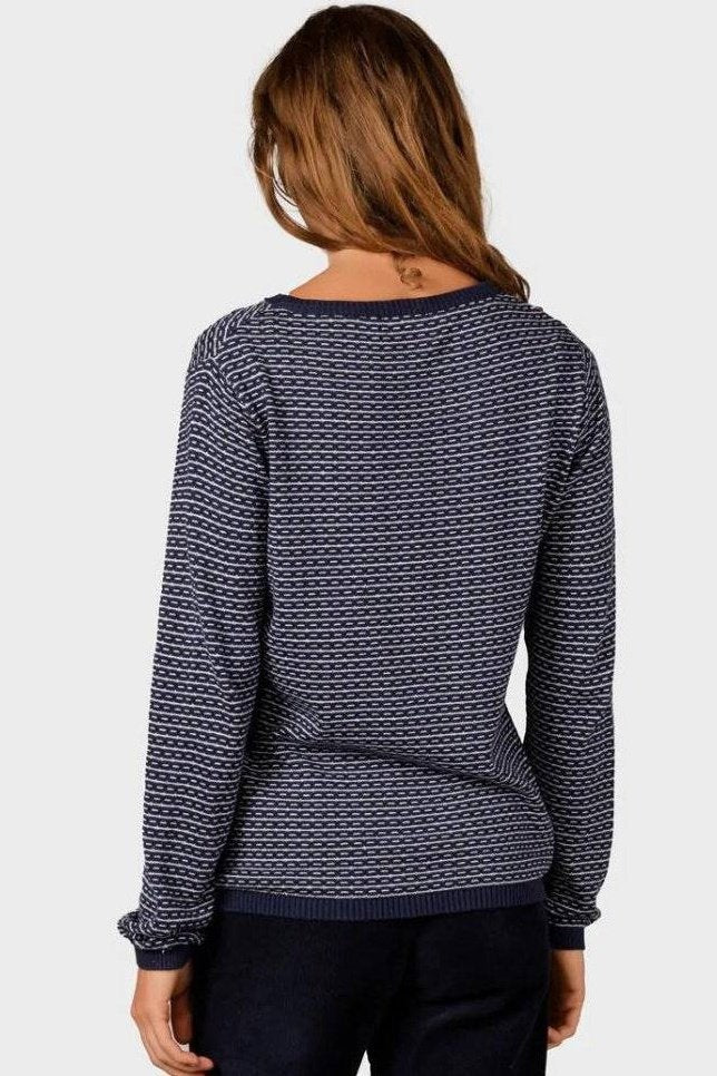 Klitmøller W Silje Knit Striktrøje Navy/Cream