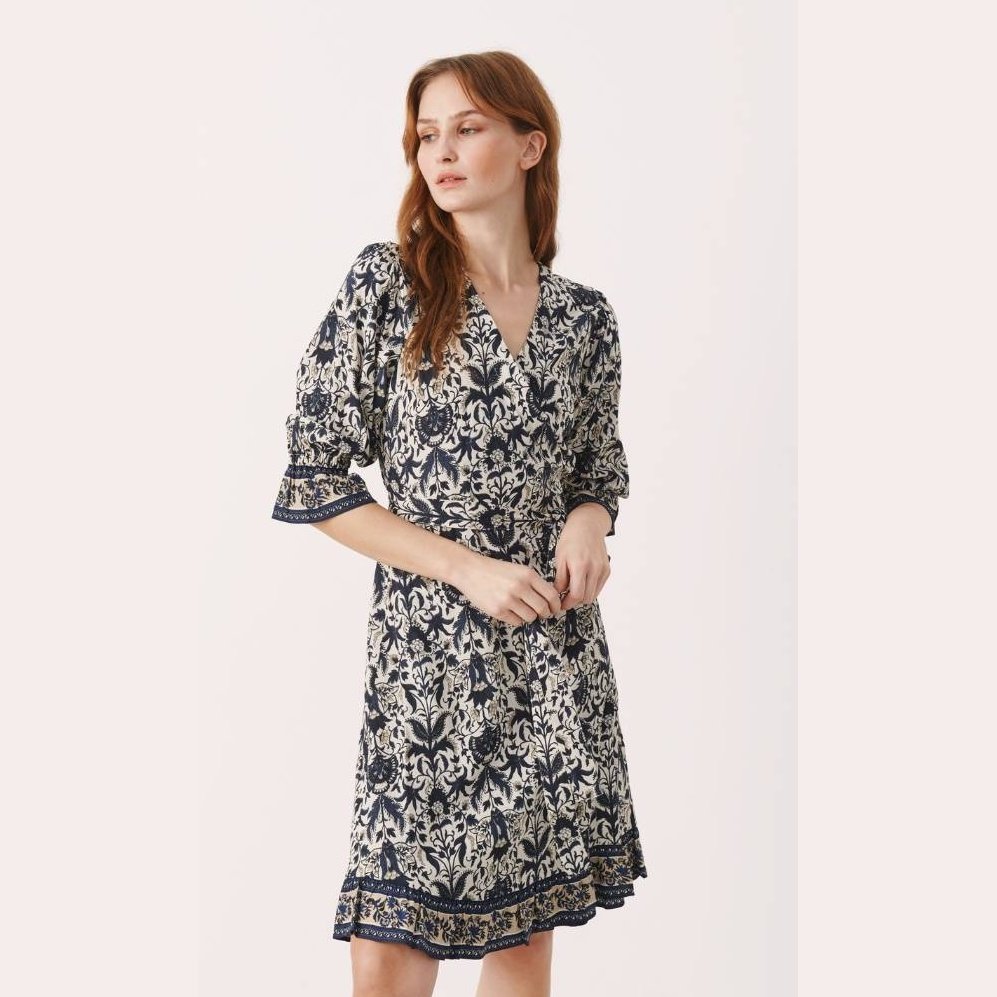 Part Two Saria PW Kjole Navy Print