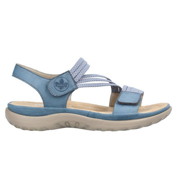 Rieker W Sandal med Elastik og Velcro Blå