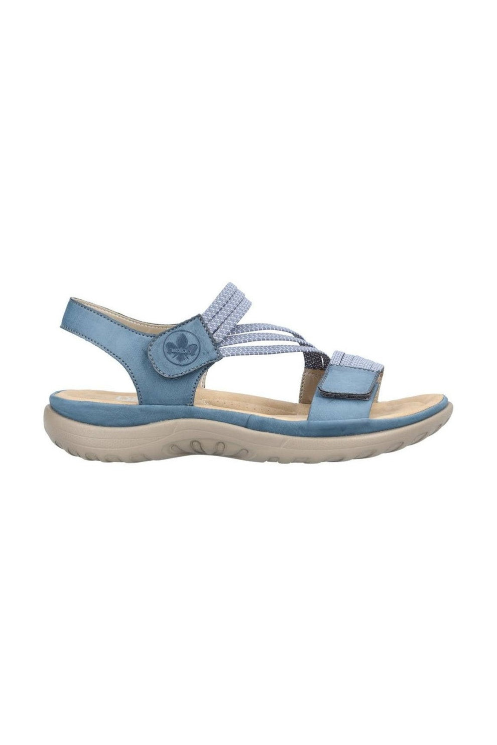 Rieker W Sandal med Elastik og Velcro Blå