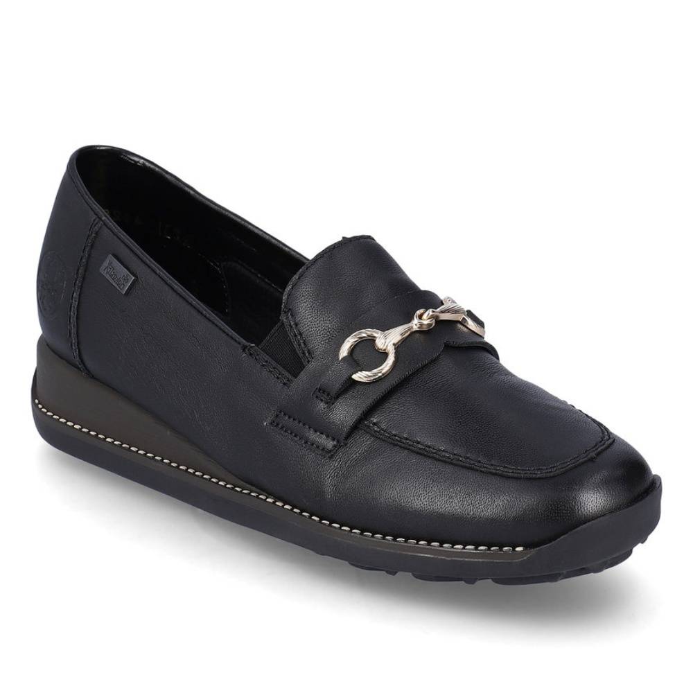 Rieker W Loafer m Guldspænde Black