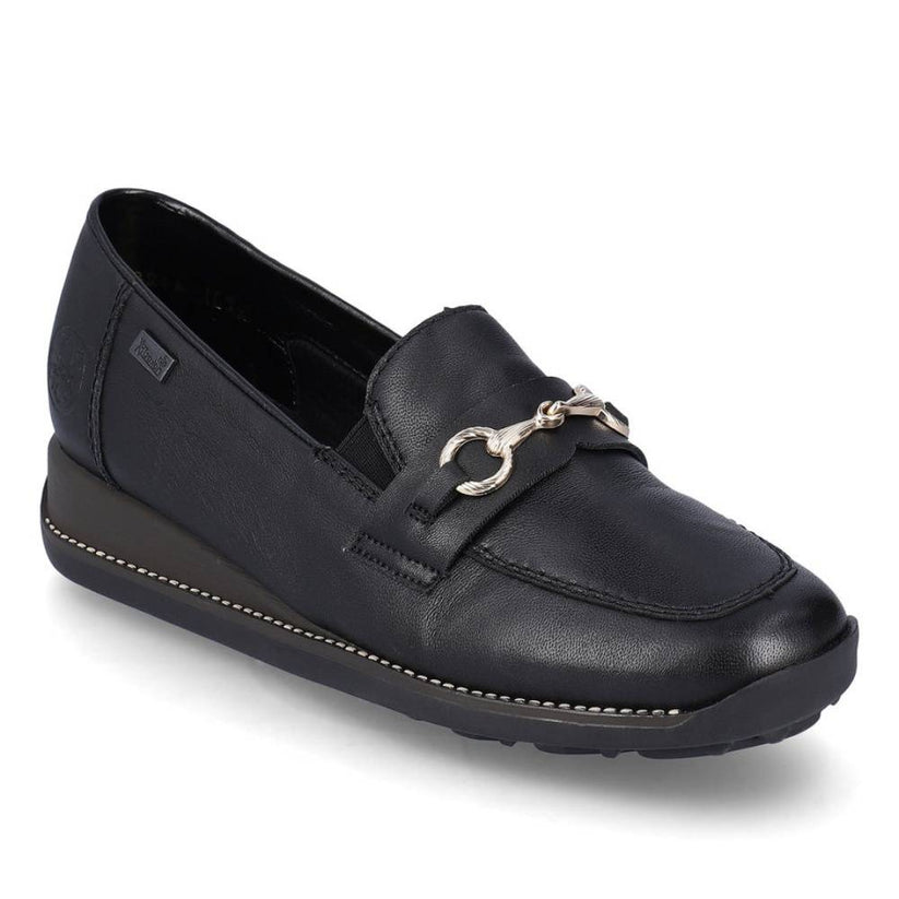 Rieker W Loafer m Guldspænde Black