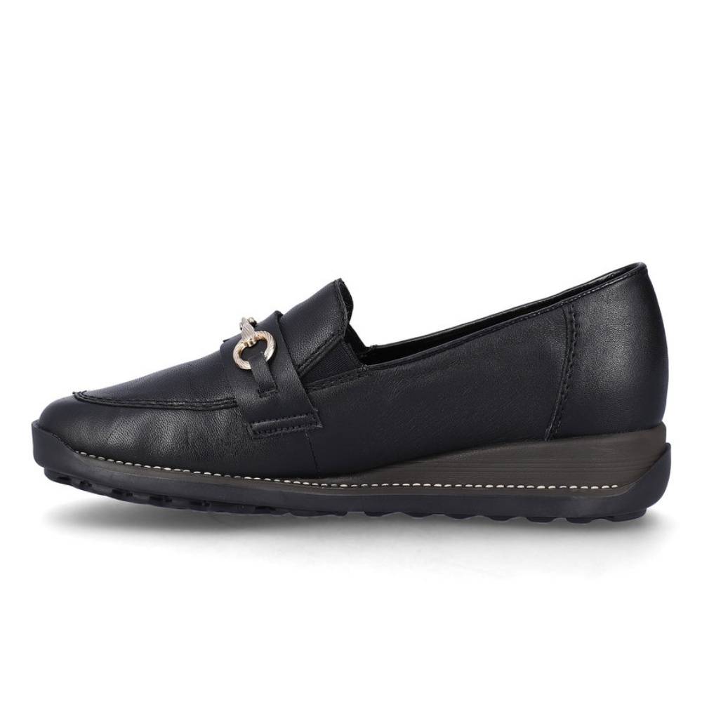 Rieker W Loafer m Guldspænde Black