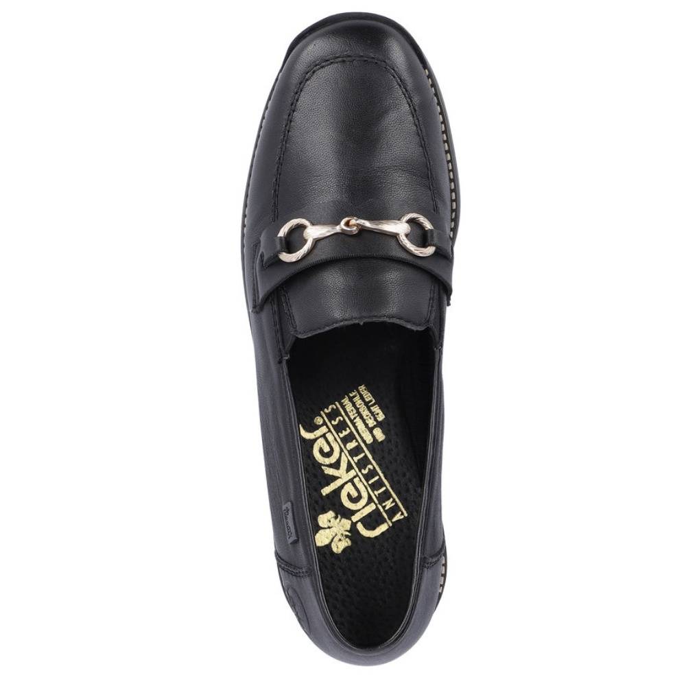Rieker W Loafer m Guldspænde Black