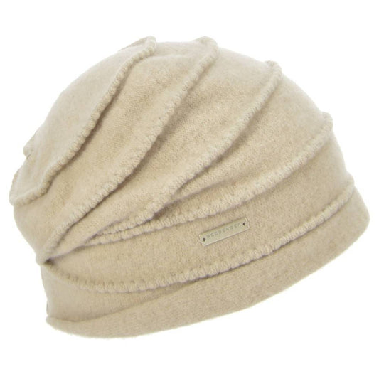Seeberger W Uld Hue med Zigzag Mønster Sand
