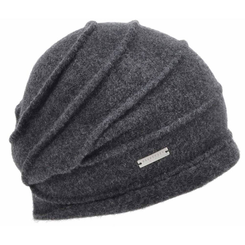 Seeberger W Uld Hue med Zigzag Mønster Grå