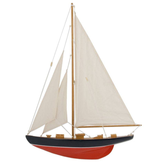 Sejlbåd halvmodel modelskib Blå/Rød, 42x5x56 cm