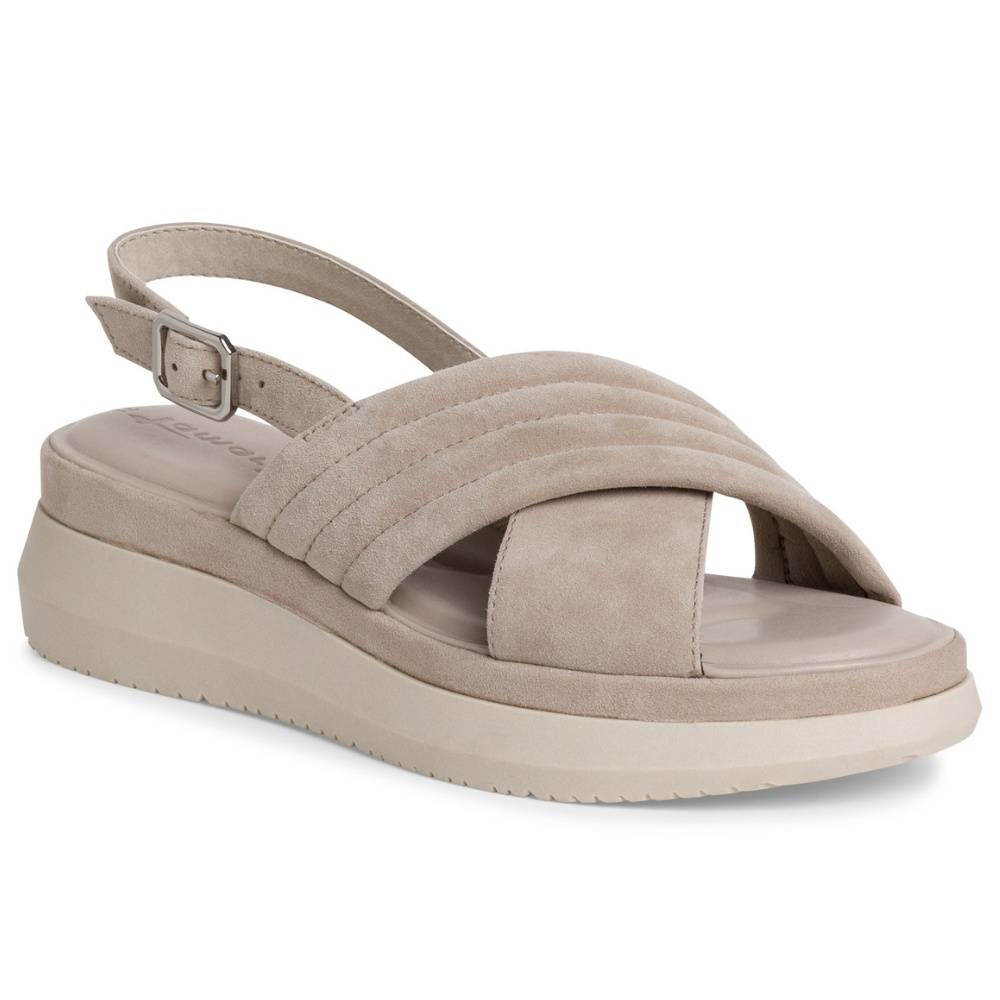 Tamaris W Sandal med Krydsrem Taupe